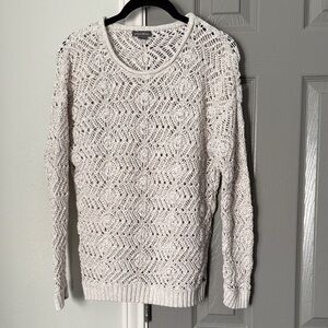 Eddie Bauer Cotton Crocheted Cream Lightweight Sweater